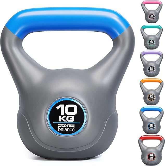 Core Balance Kettlebell Vinyl Coated Weight Lifting Strength Training Cardio Fitness Home Gym (1 x 2kg, 4kg, 6kg, 8kg, 10kg, or 12kg)