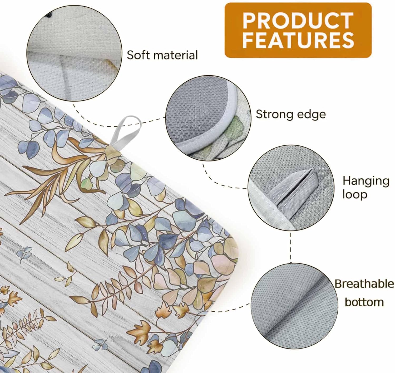 Dish Drying Mat for Kitchen Counter Thanksgiving Rustic Blue Pumpkins Wood Grain Highly Absorbent Dish Drainer 18 x 24 Inches Dish Drying Pad for Kitchen Counter, Sink, Draining Racks 2PCS