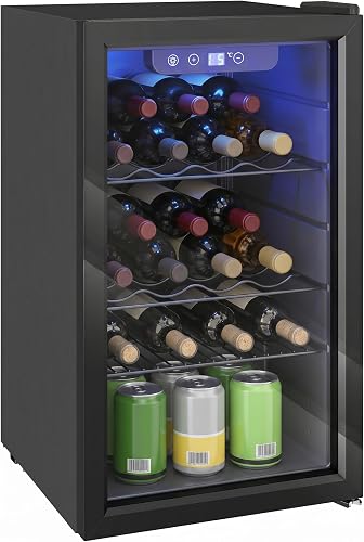Cave à Vin 24 Bouteilles 68L Température Réglable 4-16 °C HOMCOM