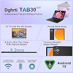 2026 Android 15 Tablet, 30GB RAM + 128GB ROM 1TB TF, 10.1 inch Tablets with Keyboard and Mouse, Electronics Tablette, 1280*800 IPS HD, Widevine L1, Gemini AI, 2.4G/5G WiFi, BT 5.0, GPS - Metal Black