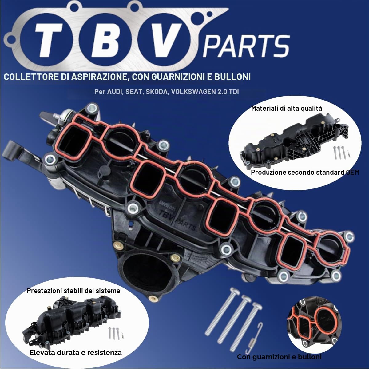 Collettore Di Aspirazione 03L129711AG 2100030 101224 V10-4477 Modulo collettore di aspirazione Compatibile Per A3 A4 A5 A6 Q5 Altea Leon Octavia Superb Yeti 2.0 TDI