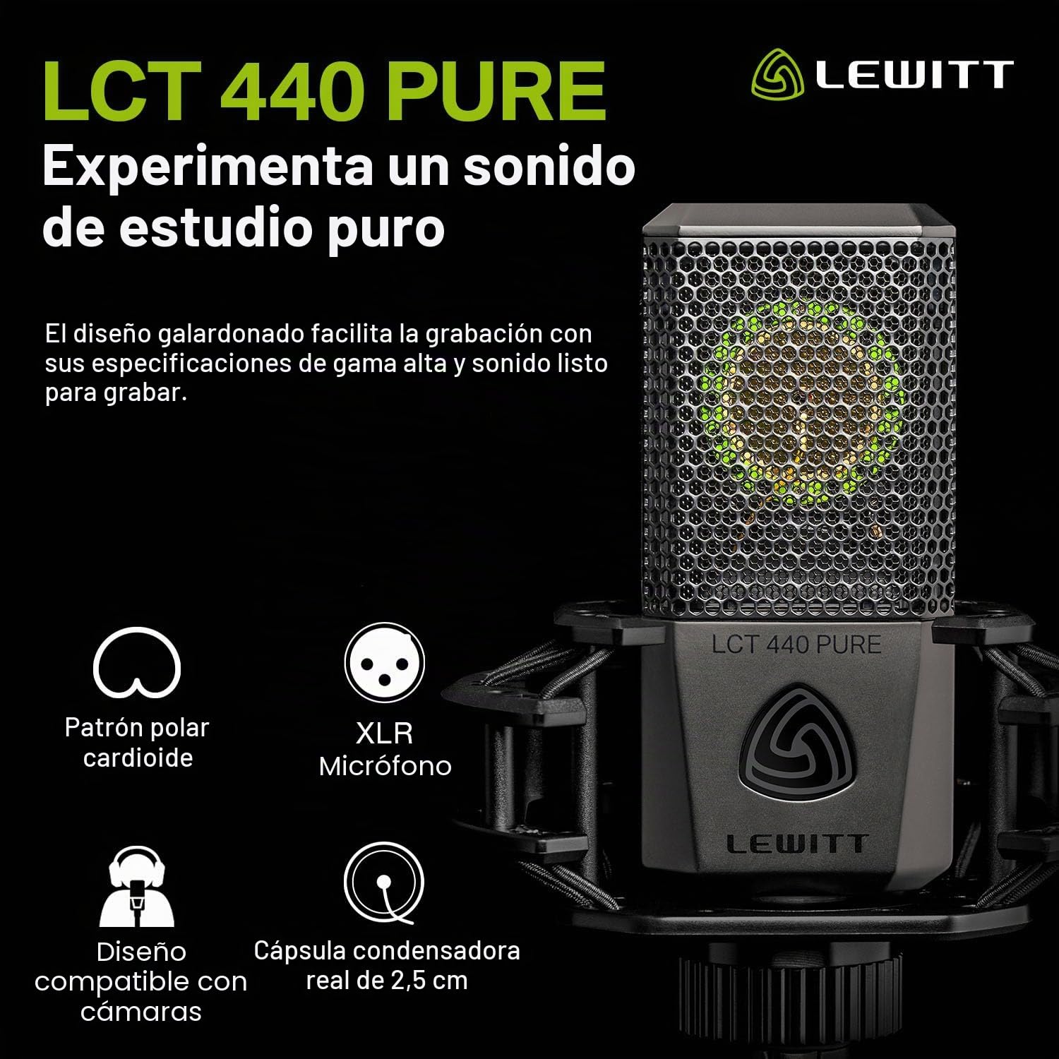 LEWITT Micrófono de condensador LCT 440 PURE XLR para voz, canto, grabación de instrumentos y transmisión