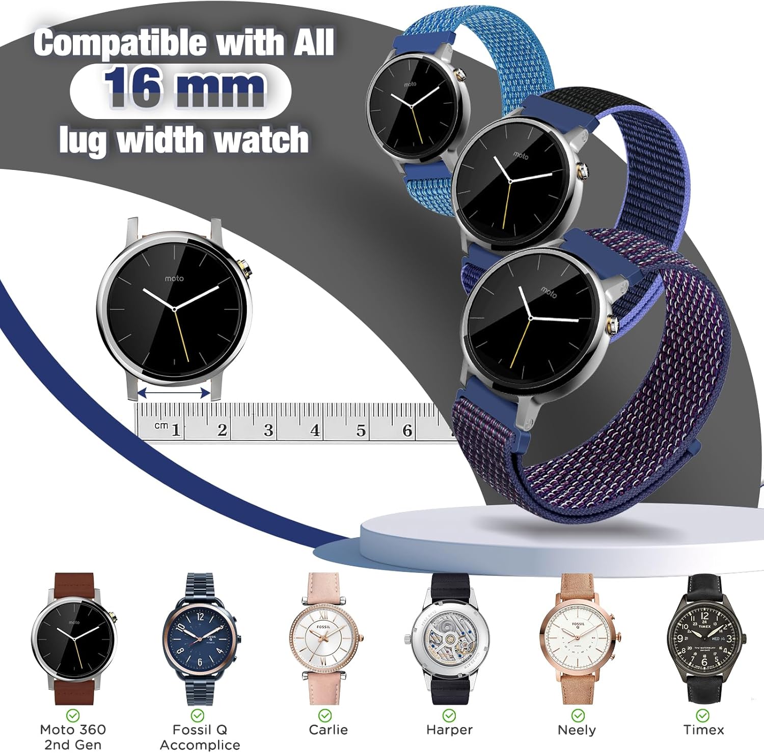 Sport Loop Nylon Band 16mm 18mm 19mm 20mm 22mm Watch Band Quick Release,Soft Fabric Nylon Adjustable Replacement Wristband Strap for Men Women - Image 3