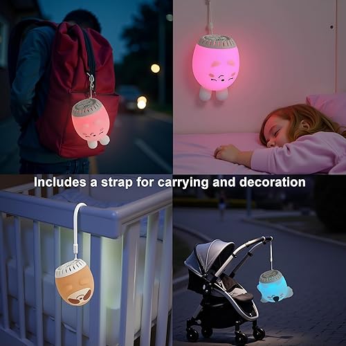 Miniatura 6 de Luz nocturna con ruido blanco, máquina de sonido de ayuda para dormir, entrenador de sueño infantil con 20 sonidos relajantes, 306090 minutos de