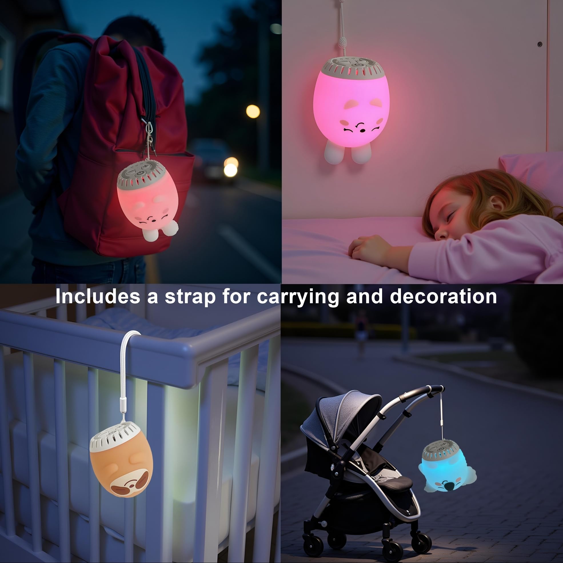 Veilleuse pour enfants – Lampe LED animal en silicone avec bruit blanc, capteur tactile et rechargeable – Veilleuses portable mignonne pour chambre de bébé, voyage, camping et décoration – Koala