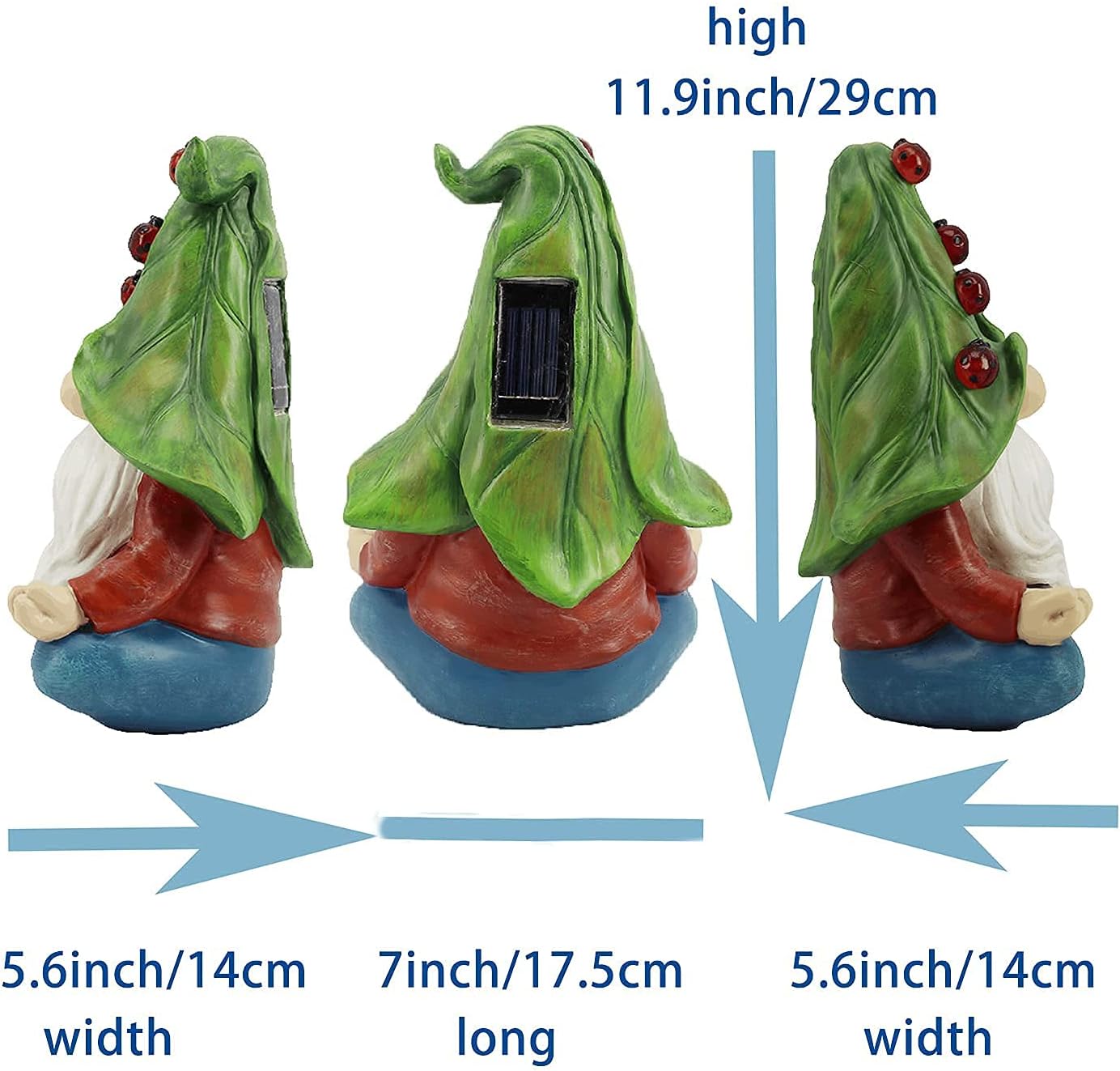 Garden Gnome Statue,Resin Outdoor Gnomes Statues Decor Carrying 4 Ladybug with Solar LED Lights,Outside Summer Decorations for Patio Yard Porch Lawn,Ornament Gift : Patio, Lawn & Garden