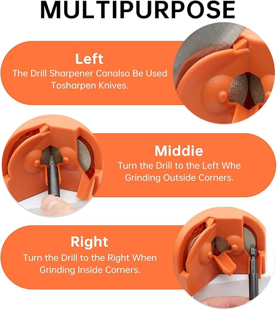 Drill Bit Sharpener Portable Multipurpose Drill Bit Sharpener Tool with 2 Grinding Wheels, Adjustable Angles for HSS, Masonry & Carbide Bits (5/645/8)