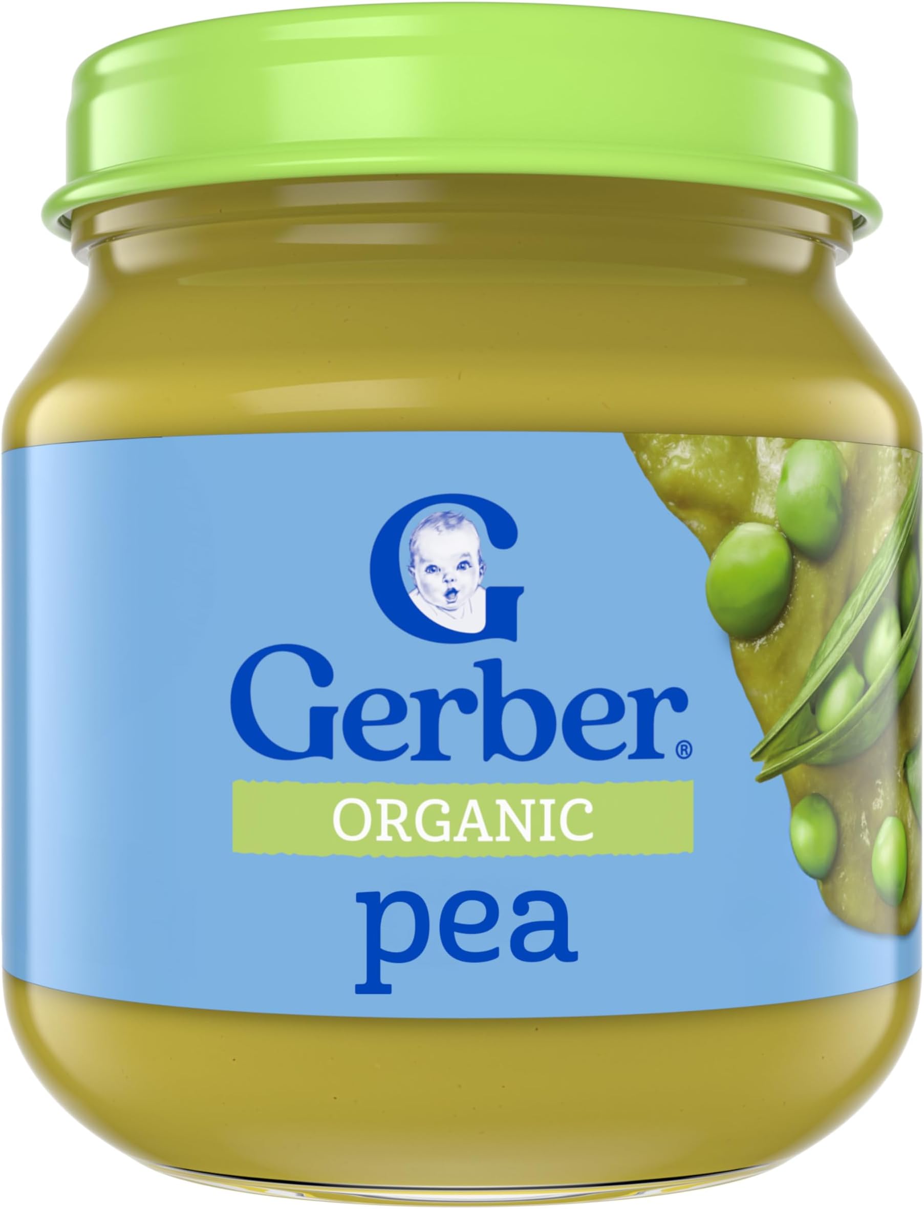 Gerber Stage 1 Organic Pea Baby Food, 4 Oz, 10 Pack