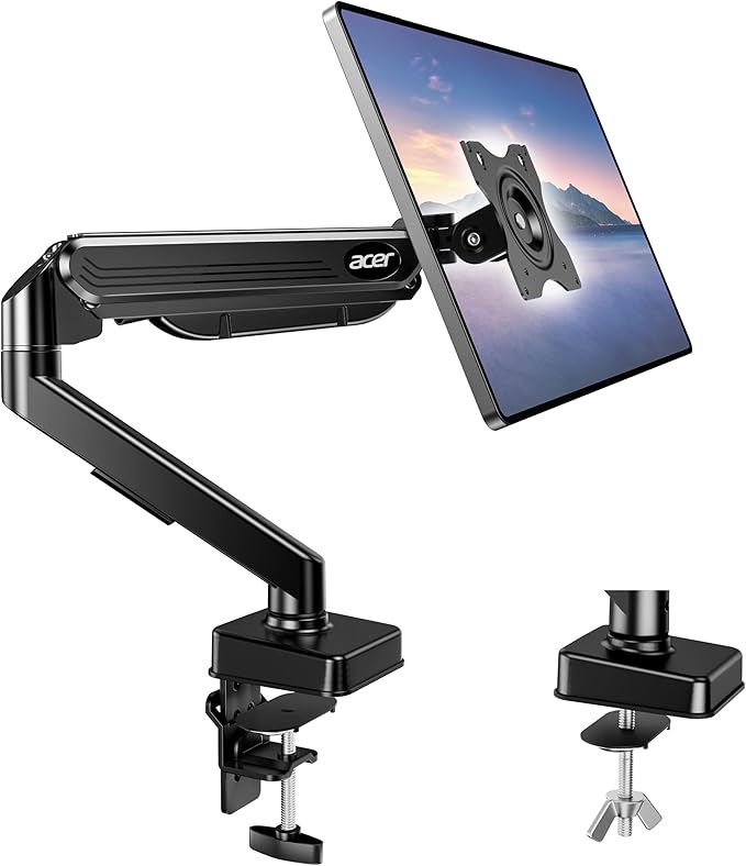 Acer Support Ecran PC, Bras Articulé à Ressort à Gaz, Compatible Moniteurs 17"-34", Capacité 2-9kg, Rotation 360°,VESA 75/100mm, Bras Ecran PC avec Gestion Câbles