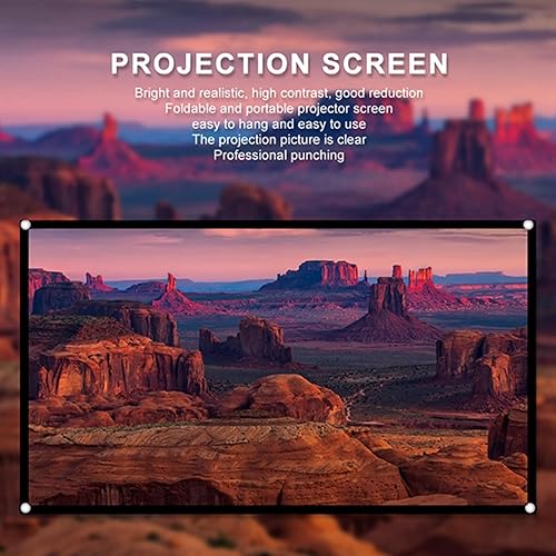 Miniatura 7 de Pissente Portable Projector Screen, 169 Foldable HD Projection Curtain with Punching Holes for Home Theater Outdoor Movie, White Polyester Material
