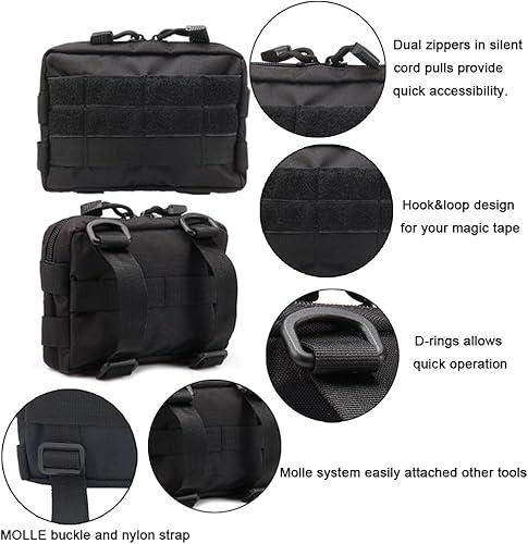 Miniatura 6 de MOLLE Pouches - Paquete de 2 bolsas tácticas compactas resistentes al agua para dispositivos utilitarios EDC bolsa
