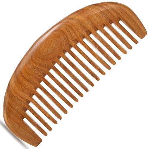 Miniatura 7 de Moreinday Peine de madera para mujer, peine desenredante para el cabello, peine de sándalo verde