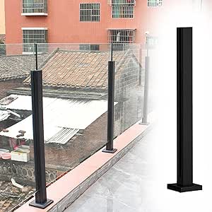 Amazon.com: Black Glass Railing Posts, Square Stainless Steel Glass ...