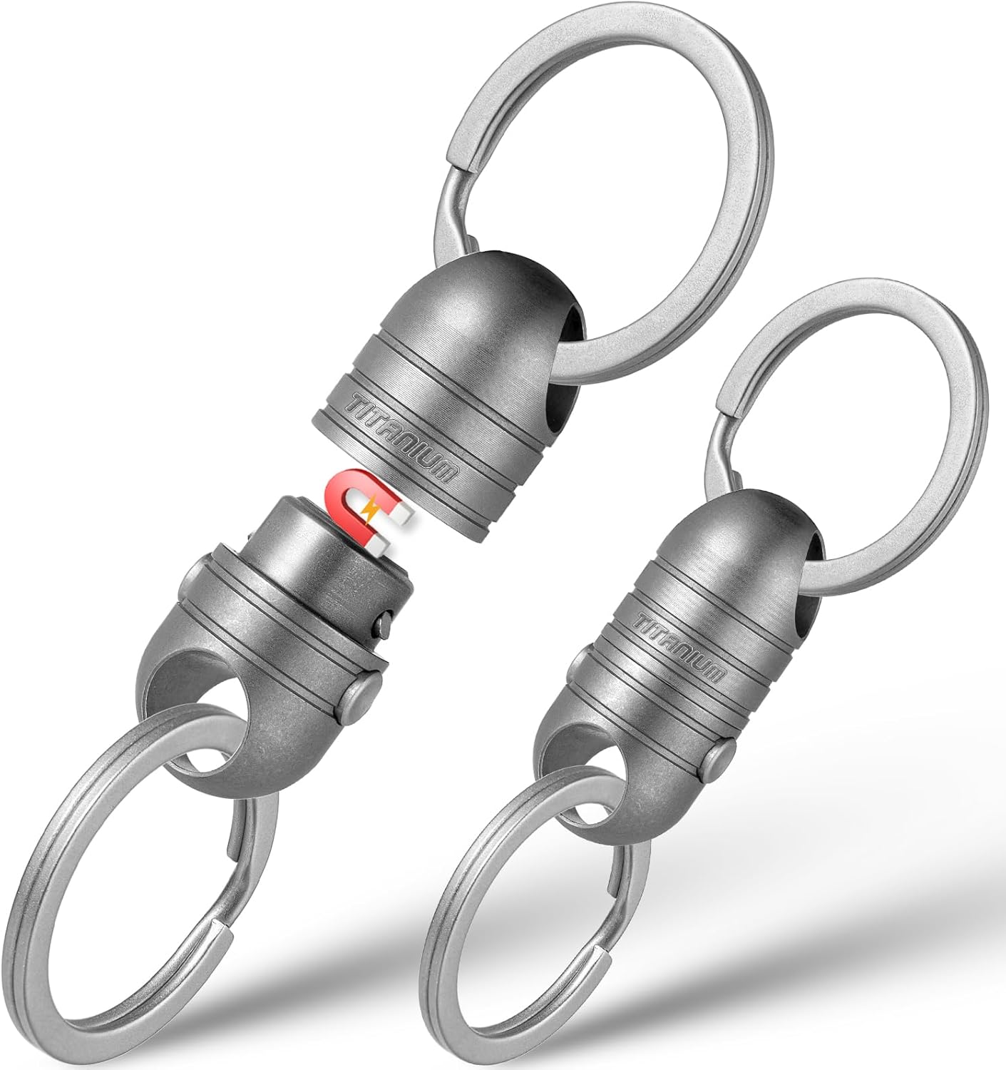 TISUR Titanium Quick Release Keychain, Retractable Key Chain Detachable Keychain Clip，Pull Apart Key Rings for Men Women