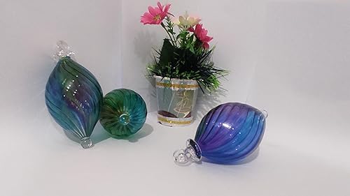 Miniatura 9 de multi color mixed Christmas ball ornaments handmade blown glass Hanging Ornaments blown glass 3.5 inch