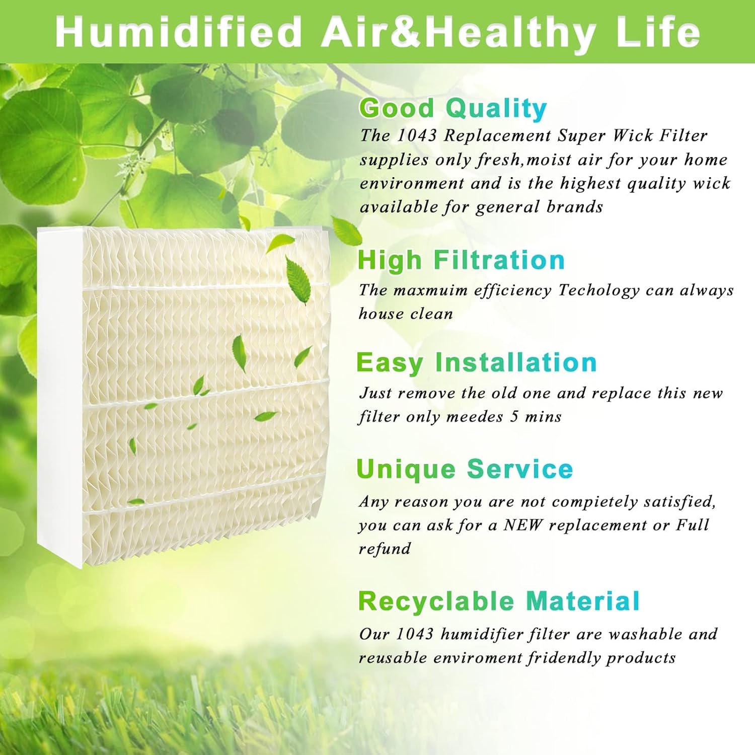LUXRILIX Humidifier Wick Filter Replacement for Essik Air AIRCAR.E Bemi.s 1043 Filter,Fit for EP9500,826000,826600,826800 and All Other 800 8000 Series(1043CN 7V1043SS) -