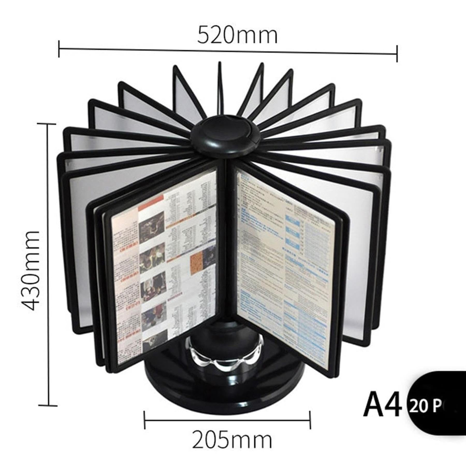Présentoir De Bureau Rotatif À 20 Panneaux Double Face Pour Catalogues Et Menus, Idéal Pour Restaurants, Bars, Magasins Et Bureaux.