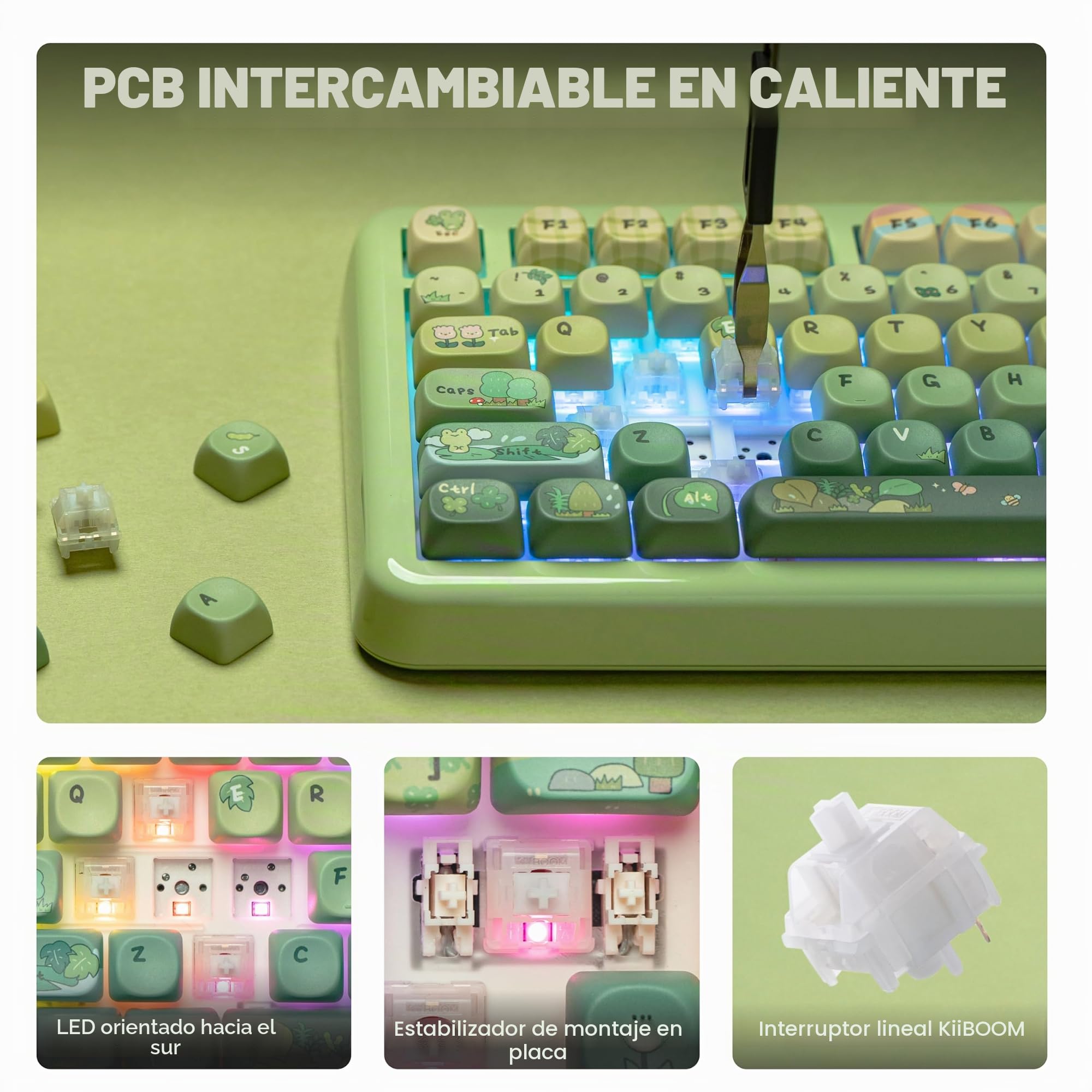 KiiBoom Phantom81 Lite - Teclado mecánico con 75% de junta, programable, QMK&VIA, teclado inalámbrico para juegos, retroiluminación RGB, carcasa ABS + tecnología UV, intercambiable en caliente para