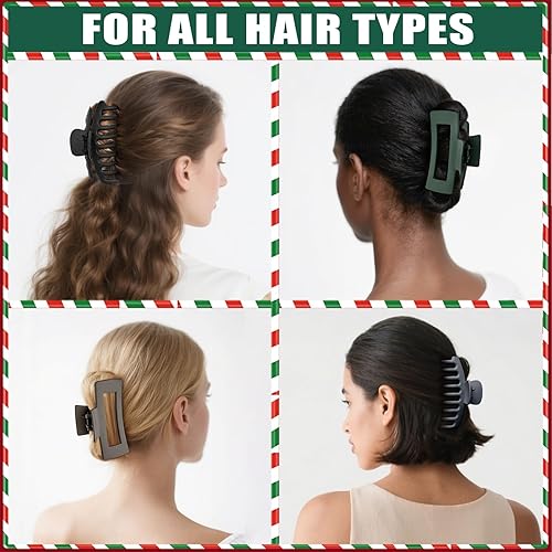 Miniatura 3 de TOCESS Paquete de 8 pinzas grandes para el cabello para mujer, pinzas de garra grandes para cabello fino y rizado, agarre fuerte de los años 90