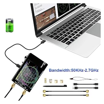 Spectrum Analyzer, 50Khz-2.7Ghz Vector Network Analyzer 1000mAh Nanovna Plus Antenna Testing Measuring Reflection Tool(Analyzer 32G SD Card)