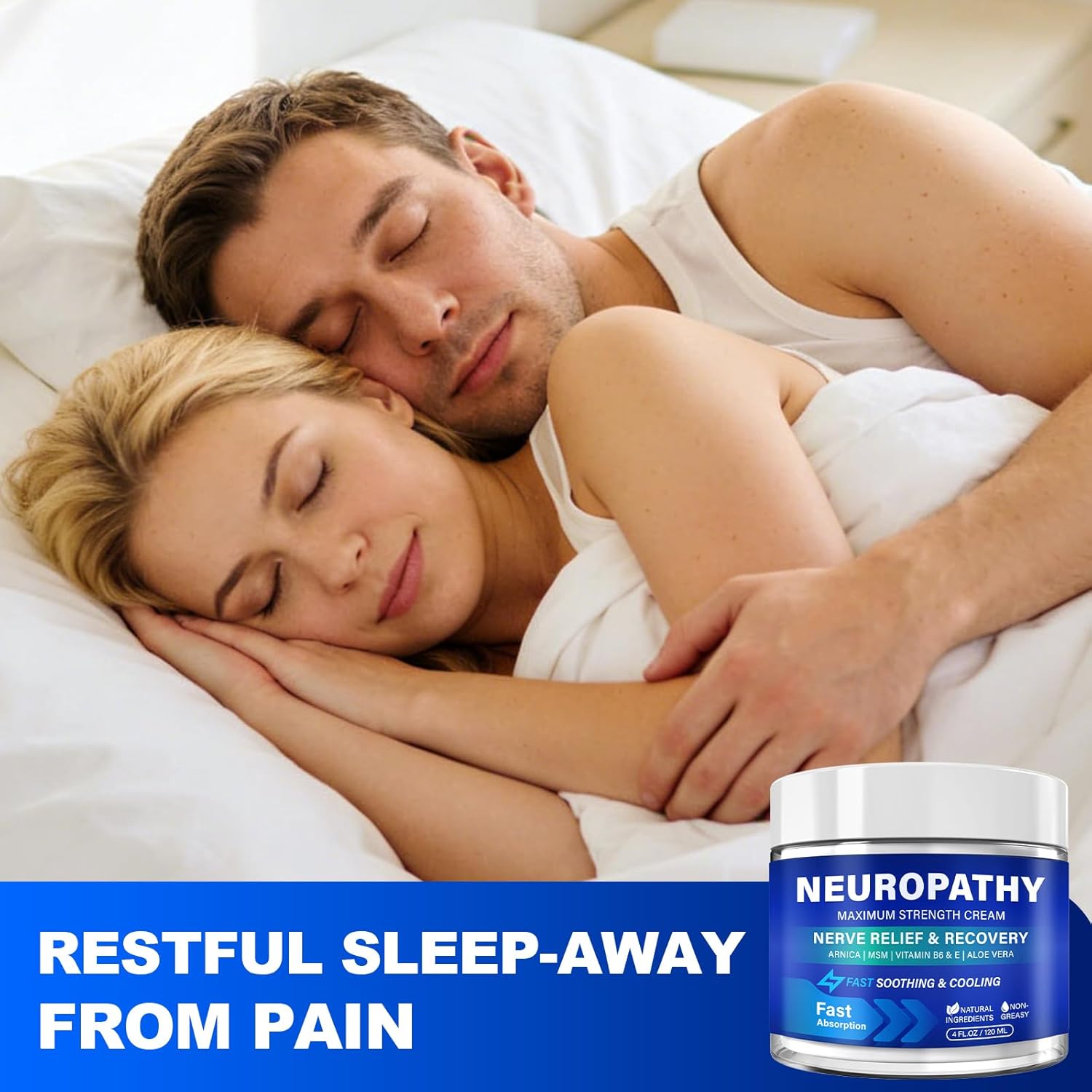 Neuropathy Nerve Relief Cream, Large 4 Oz, Nerve Savior for Neuropathy-Maximum Strength for Feet, Hands, Legs ＆ Toes, Neuropathy Cream with Arnica, Vitamin B6, Aloe Vera ＆ MSM, 120 ml