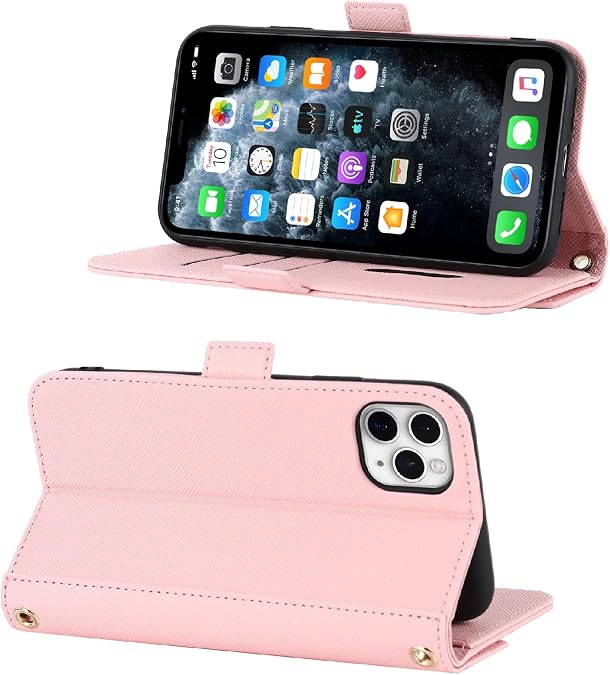 Crossbody Wallet for iPhone 11 Pro Max Case with Lanyard Strap Credit Card Holder 6.5, Case for Men Women Girl