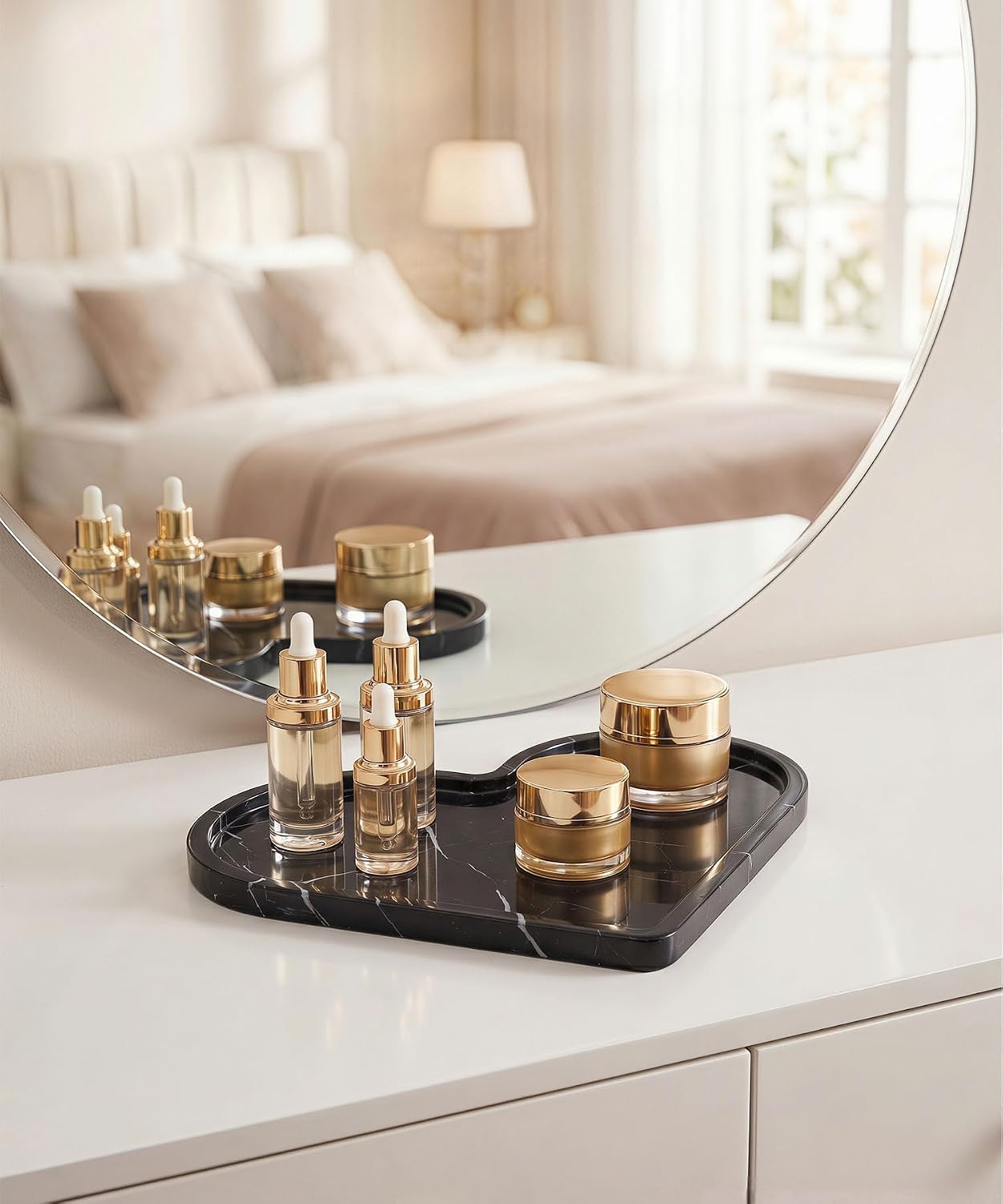 Black Marble Tray Heart Shaped, Luxury Marble Jewelry Tray Organizer