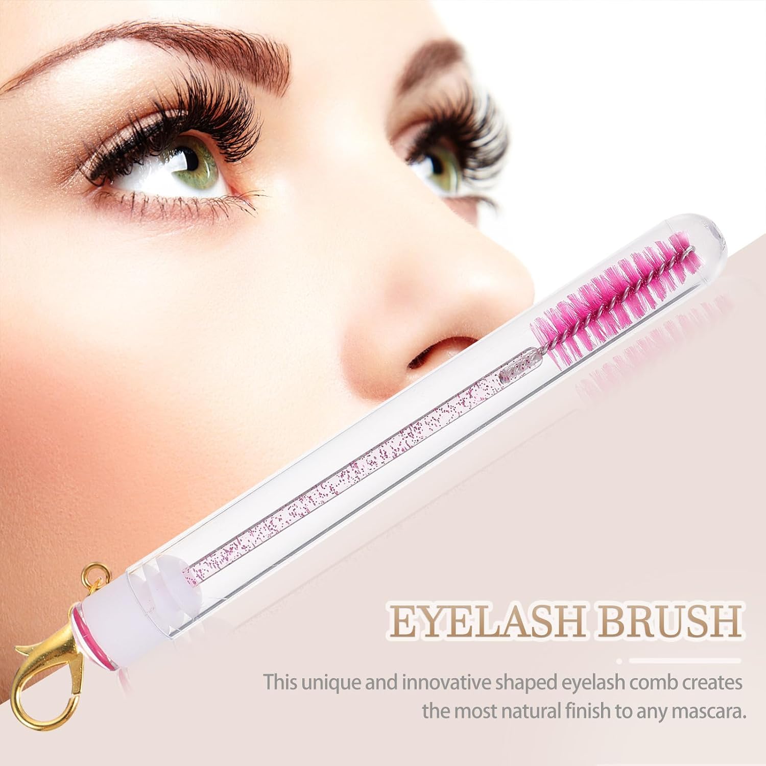 Hemobllo 4pcs Portable Eyelash Applicator Lash Brow Comb Mascara Brushes with Keychain 10cm Eyebrow Brush Wands for Travel and Daily Makeup