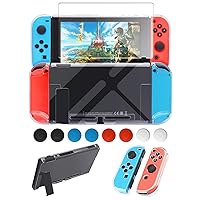 Vista 1 de FYOUNG Protective Case for Switch, Slim Hard Shell for Switch Accessories, Scratch&Shock Protection Cover with Screen Protector, 8 Thumb Grip(Clear