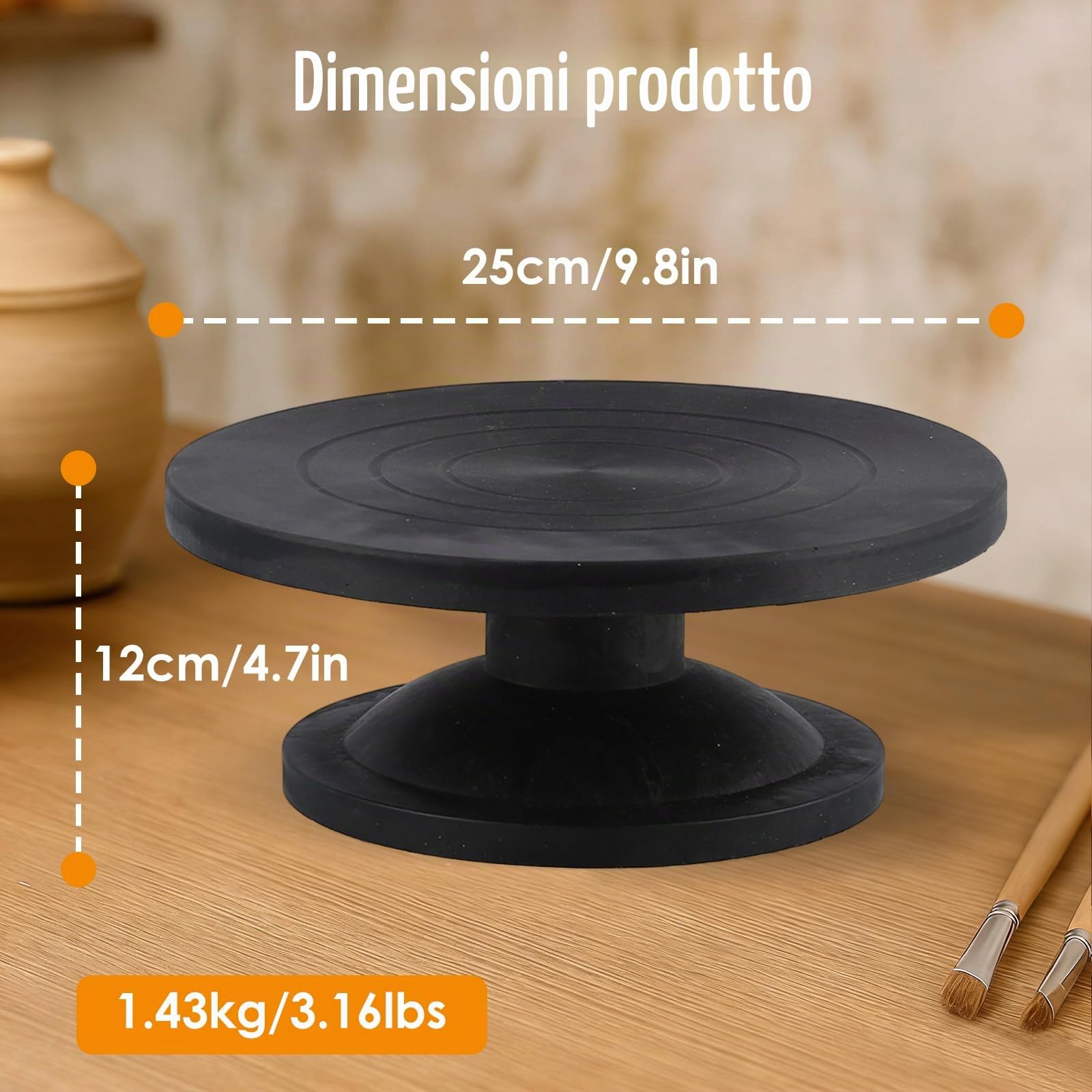Buachois Ruota Girevole per Decorazione Torte e Ceramica 25 cm Professionale per Pasticceria e Modellazione Argilla Tornio Manuale per Artisti e Hobby
