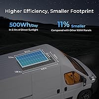 Vista 3 de Renogy 100W Solar Panel N-Type, 12V 100 Watt Solar Panel 16BB 25% High-Efficiency, N-Type Solar Panels for RV Marine Boat Trailer Camper Rooftop