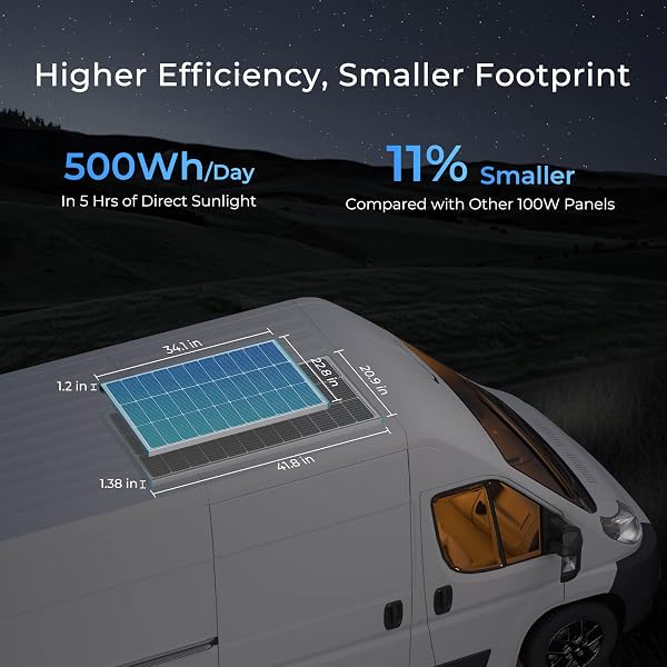 Renogy 100w solar panel 12v RV Solar Panel, 100 Watt Solar Panel System of High Efficiency Monocrystalline Module for RV Trailer Camping Off-grid - 4
