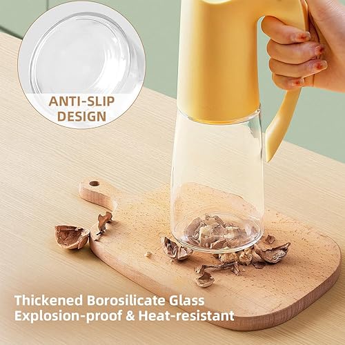 Miniatura 4 de Ankou Botella dispensadora de aceite de oliva, botella de aceite de vidrio con tapa abatible automática de 20 onzas, contenedor de almacenamiento de