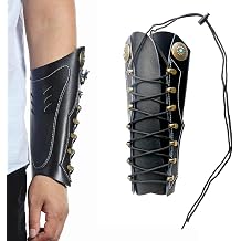 Archery Arm Guard with Adjustable Strap Medieval Arm Bracer Forearm Archery Protective Gear PU Leather Archery Accessories for Various Bows