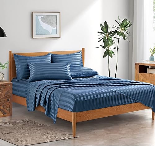 Miniatura 30 de P Pothuiny Sábanas de satén King (6 piezas, negro) – Juego de sábanas de satén sedoso de lujo tamaño King, juego de sábanas extra suaves, 1 sábana