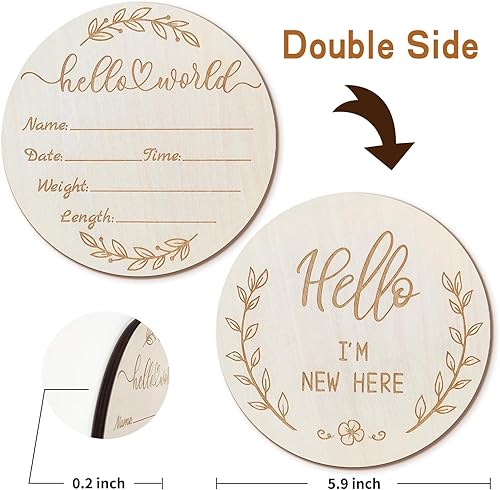 Miniatura 2 de Letrero de anuncio de bebé, letrero de bienvenida para recién nacido, letrero de madera con nombre de bebé para guardería, letrero de anuncio de