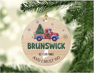 Brunswick is Calling and I Must Go Brunswick ME Maine Souvenir Ornament MDF 3'' White