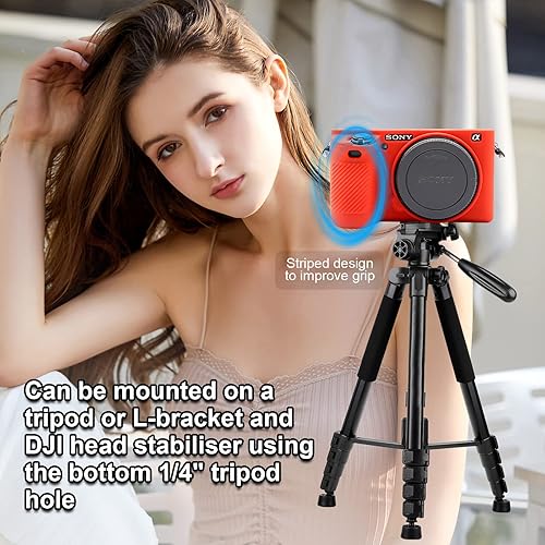 Miniatura 6 de Easy Hood Funda para cámara digital Sony Alpha A6500 ILCE-6500, carcasa de silicona suave antiarañazos, cubierta protectora de piel (rojo)