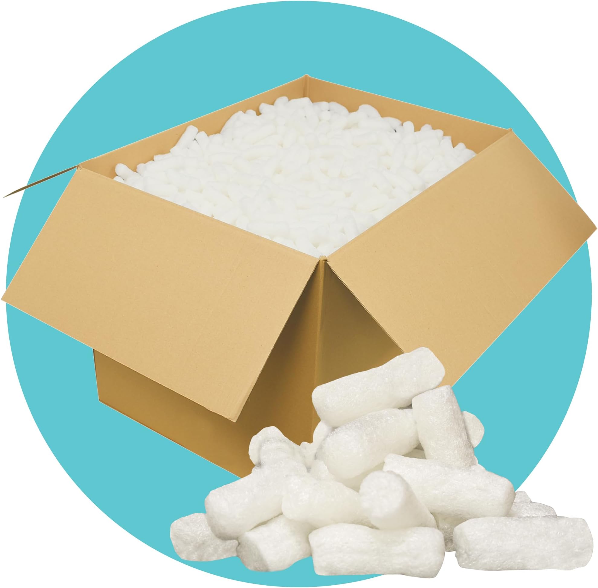White ECO Packing Peanuts (5 Cubic Ft) - Corn Starch Based, Compostable, Biodegradable & Water-Soluble - Use as Loose Fill, Void Fill, Packing Chips & Packaging Filler for Shipping