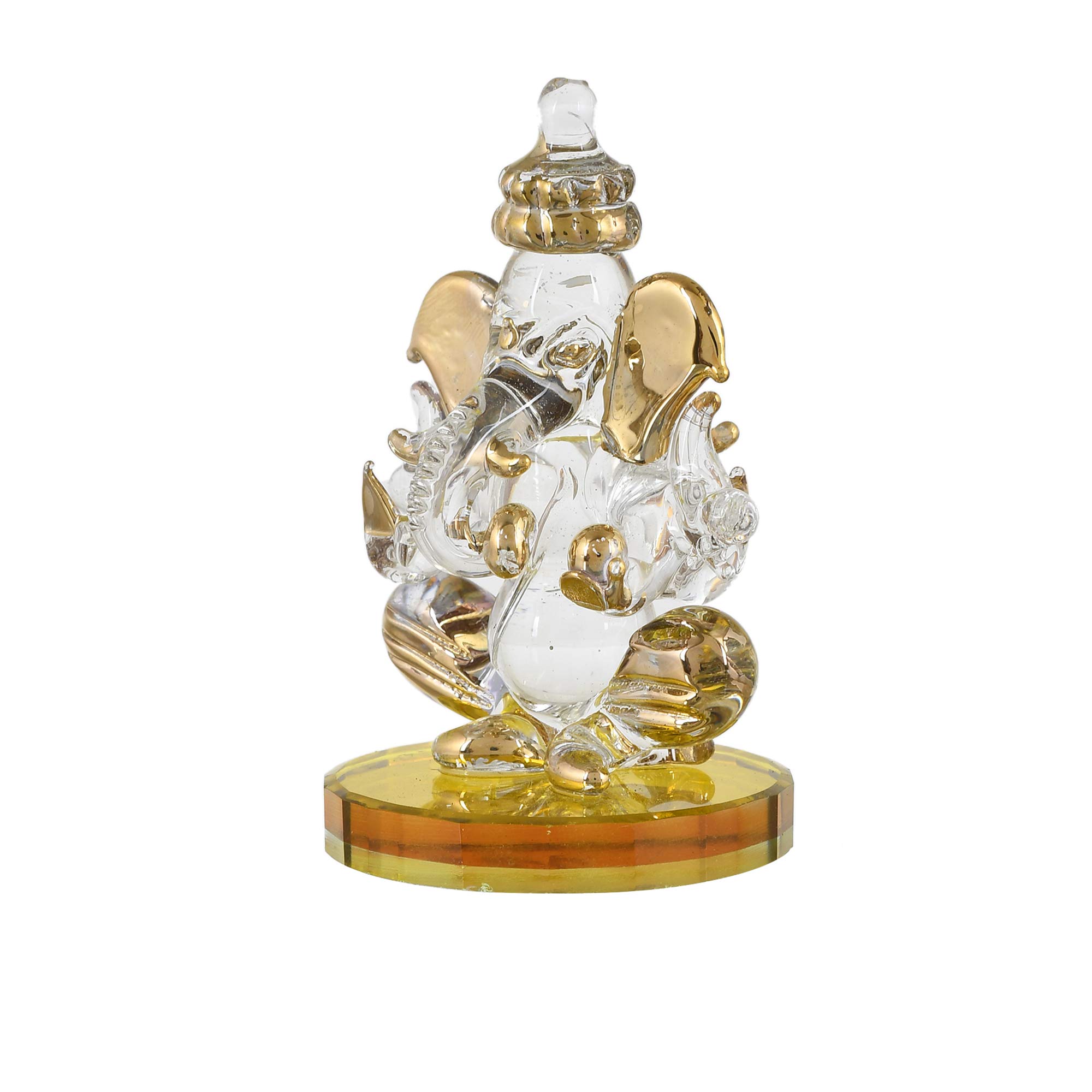 Great Art Ganesh Idol for Car Dash Board (8.5cm x 5 cm) (Design 3), Glass, 1 Piece 1
