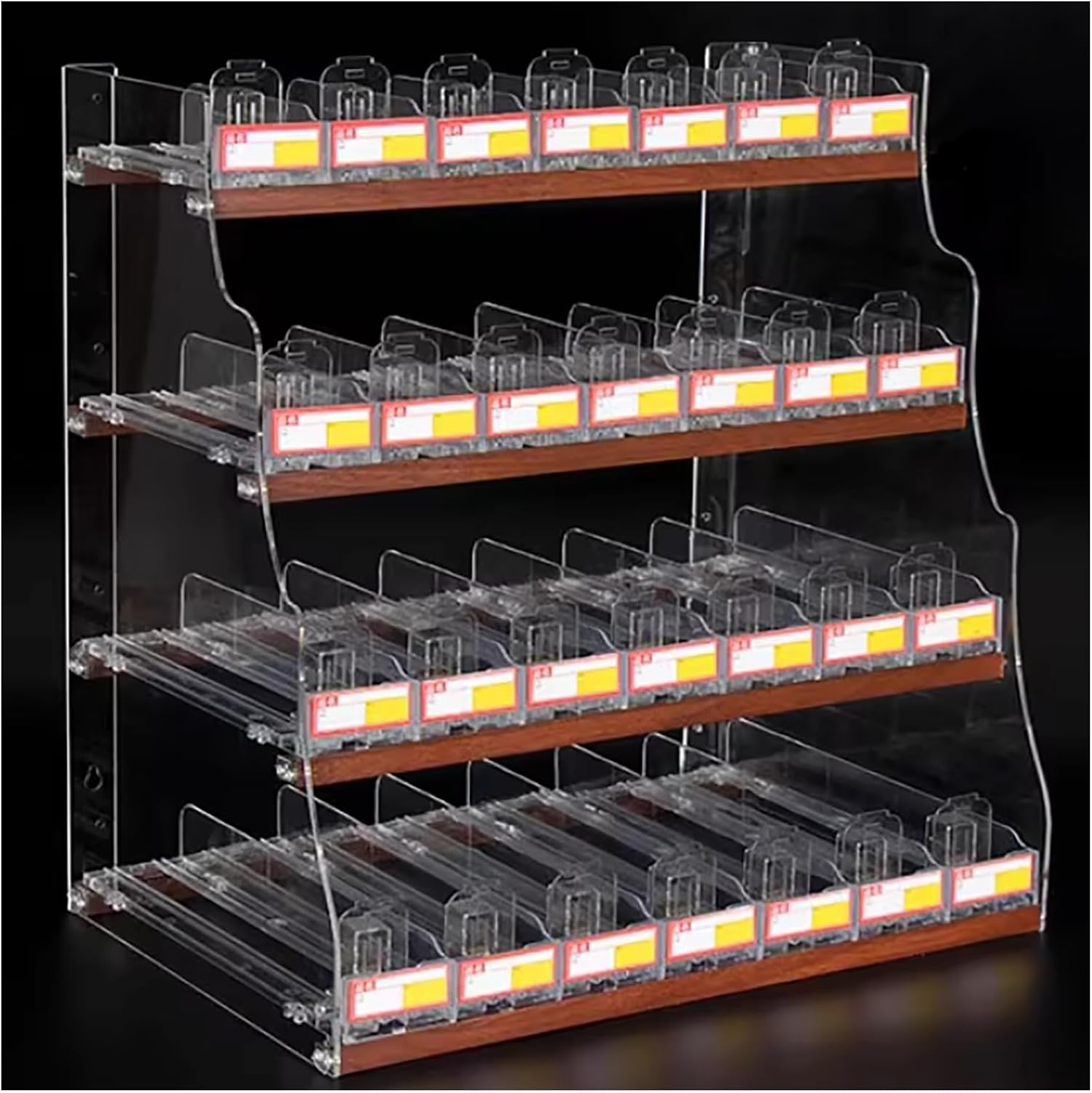 Display Shelves Retail Cabinet Organizer 4 Layers Cigarette Rack,Store Display Shelves,Auto Cigarette Pusher Cigarette Display Holder,Wall Mounted Cigarette Showcases Rack,Acrylic Stepped Design Cigar