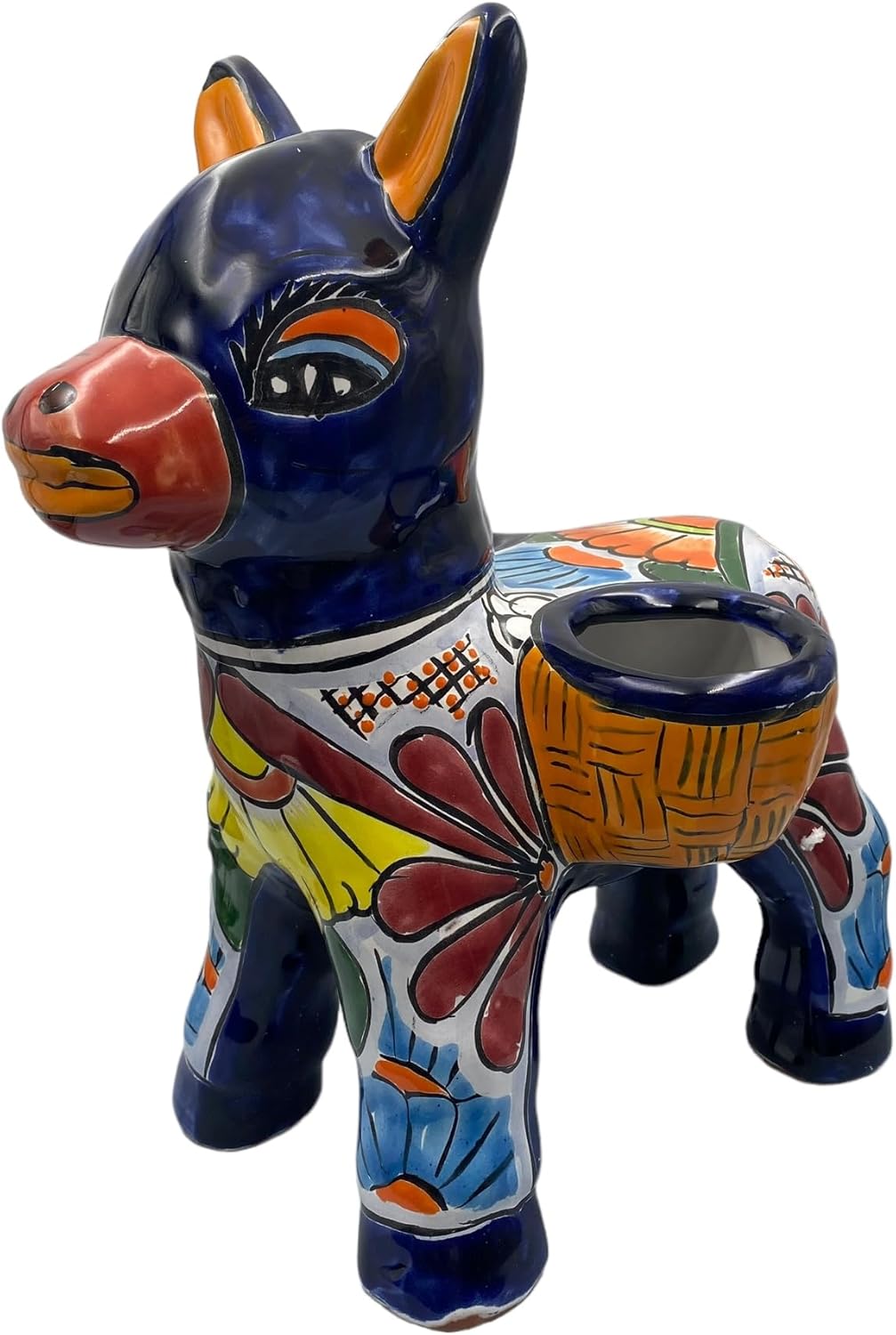 Talavera Planter Donkey Burro w/Saddle Bags Pot Folk Art