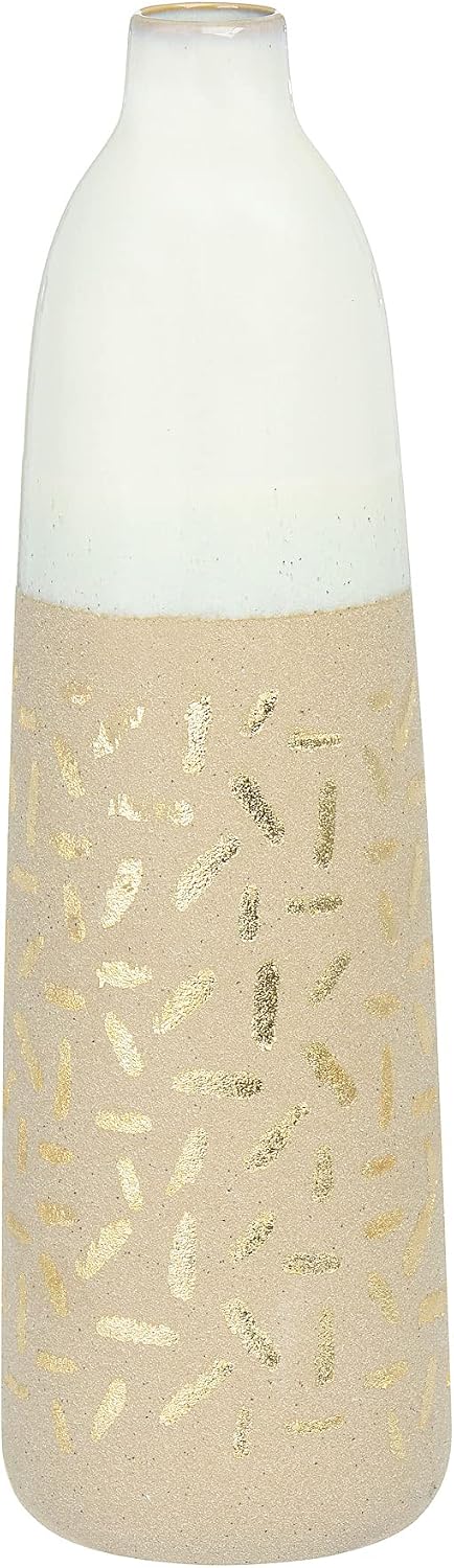 Main + Mesa Stoneware Vase with Gold Pattern