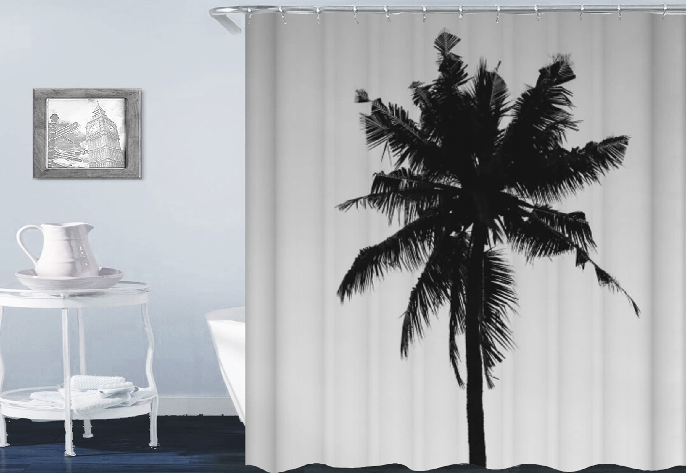 Rideau salle de bain 150x180cm polyester imperméable avec anneaux