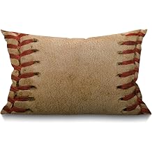 Smooffly Home Decorative Retro Throw Pillow Covers,Baseball Worn Ball Cotton Linen Throw Lumbar Pillow Case Cushion Cover Home Office Decorative Rectangle 12 X 20 Inches