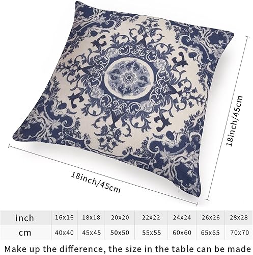 Miniatura 2 de ArogGeld Funda de almohada de damasco azul índigo con azul marino para sofá, diseño de flores azules turcas estilo morisco, funda de cojín