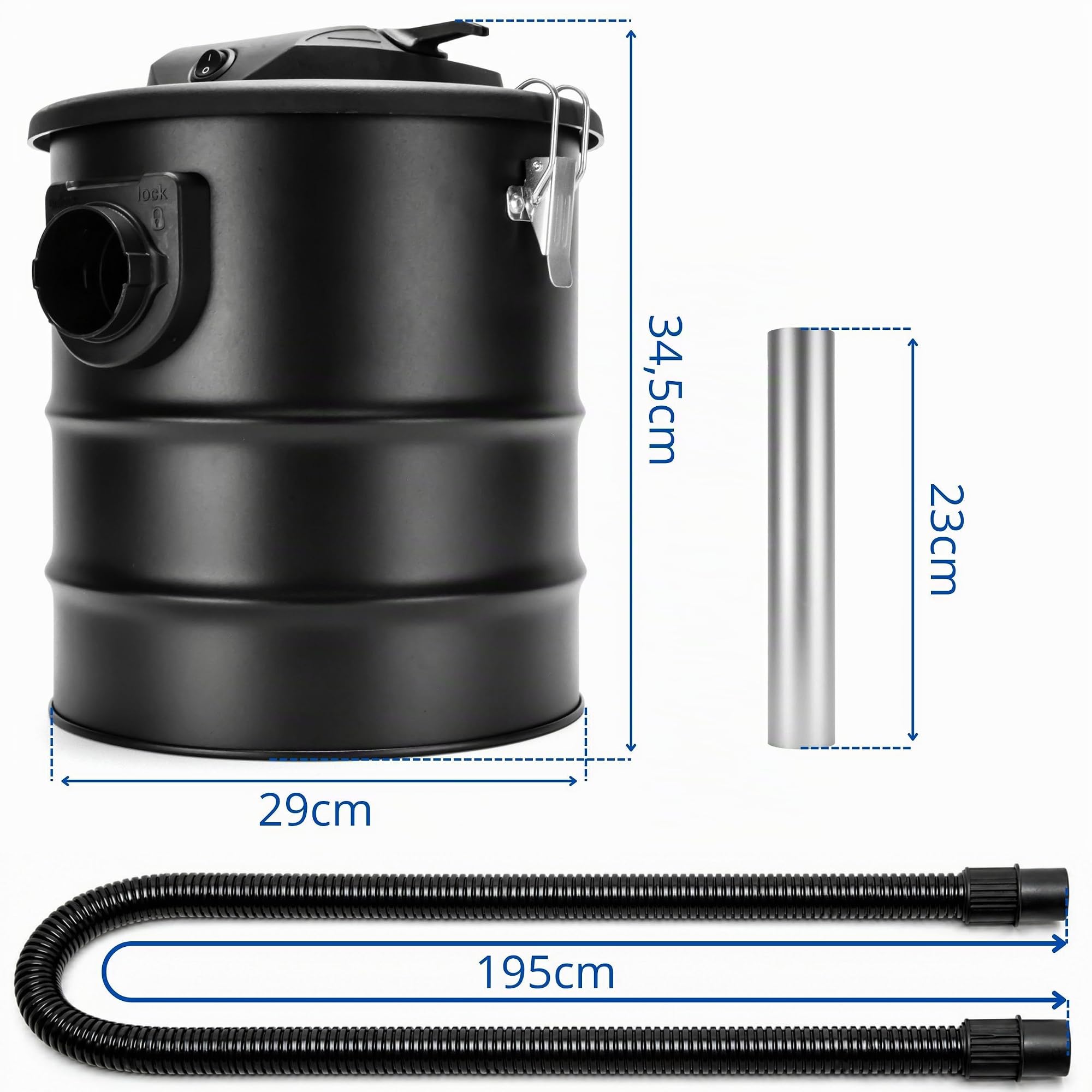 Sellnet Aschesauger 20L Kaminsauger 1650W + Blasfunktion mit DUAL Filter System, Mobiler Staubsauger Ideal zum Reinigen von Kaminöfen, Grills und Feuerstellen SN2018