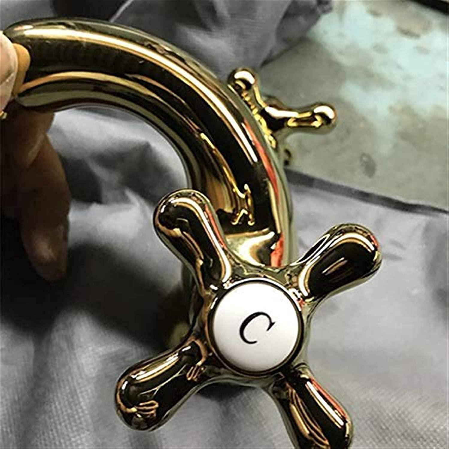Rubinetti, Rubinetto Superficie elettrolitica Rubinetto per Bidet in Oro Rubinetto per Albero Doppia Maniglia Miscelatore per Bidet lavabo Dorato Craneque Rubinetto in Ottone Rubinetto per Bagno con