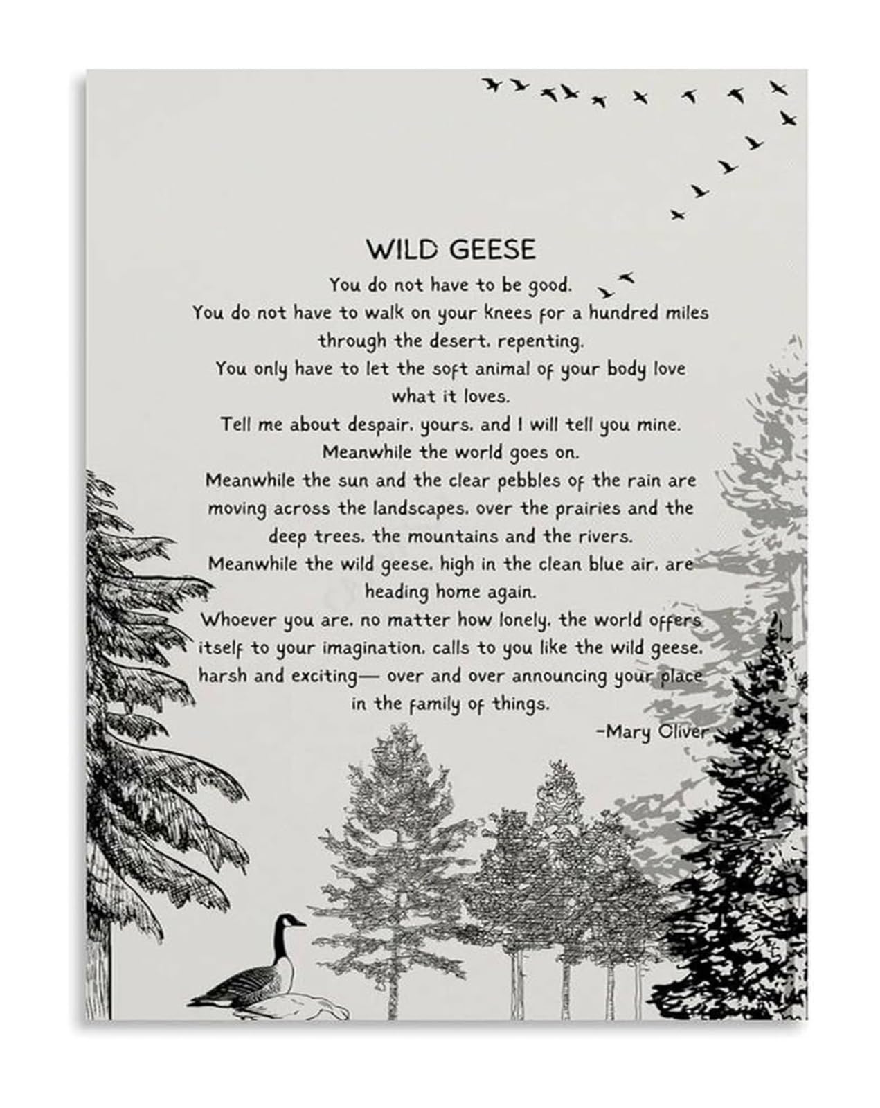 PKNVKZIDK Poetic Geese Migration Print Bird Lover Verse Wall Decor For Rustic Living Room Farmhouse Bedroom