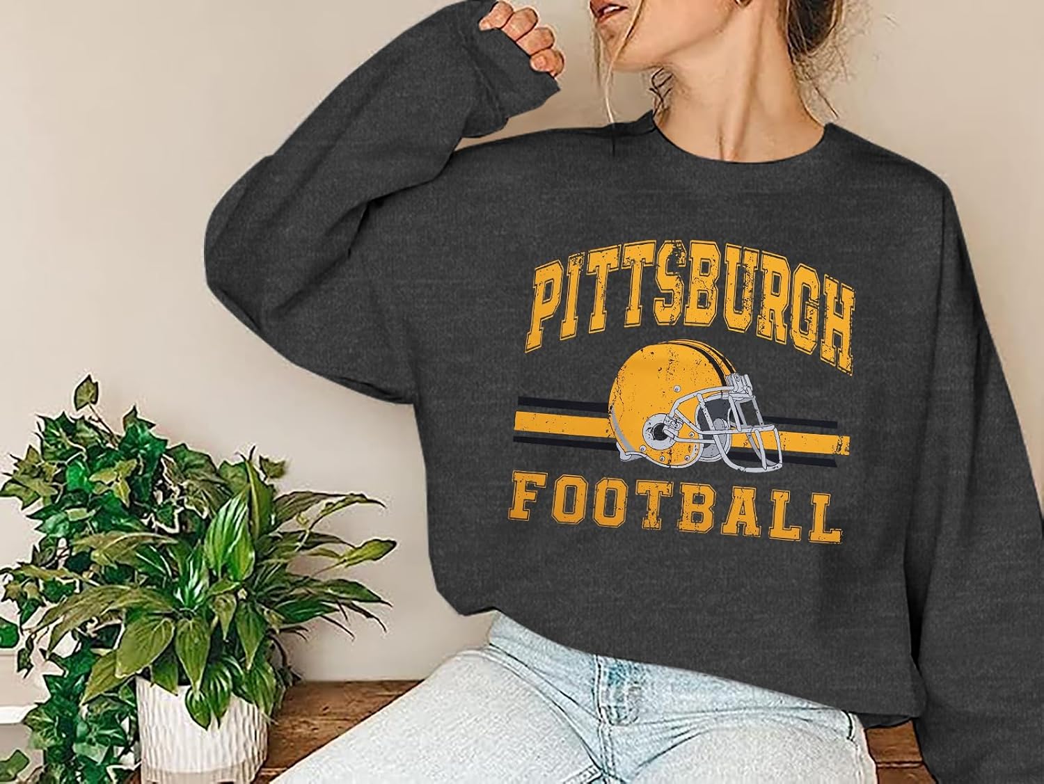 FAYALEQ Football Sweatshirts for Women Game Day Long Sleeve Pullover Tops